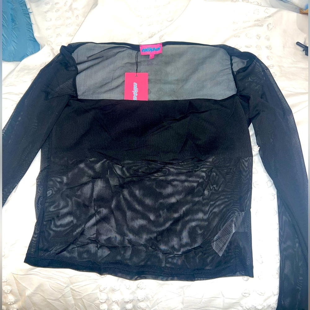 Edikted Black Marta Mesh Top *NWT*